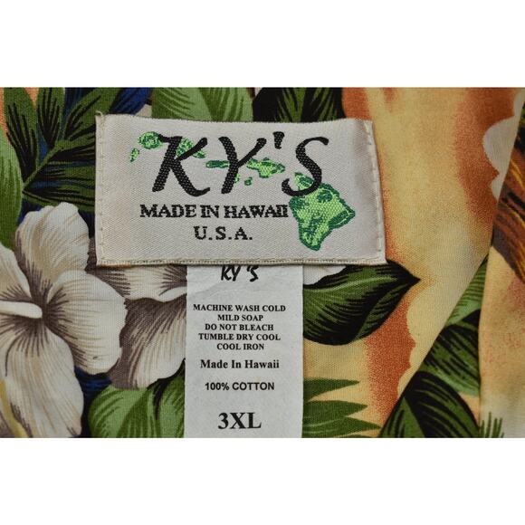 KY's Men's 3XL Hawaiian Shirt Palm Trees Woody Cars Made in Hawaii - Picture 8 of 8